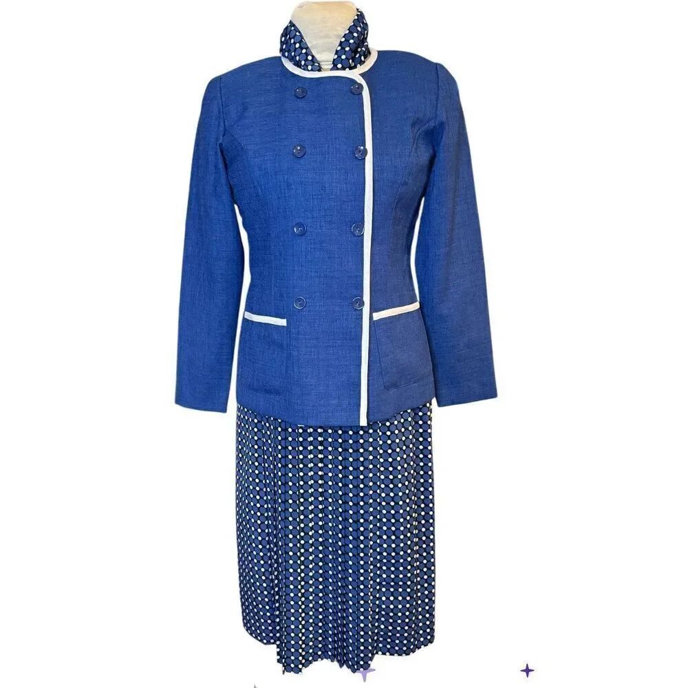 Leslie Fay Vintage Women’s Suit 2-Pieces Sz. 8 Scarf Career Office